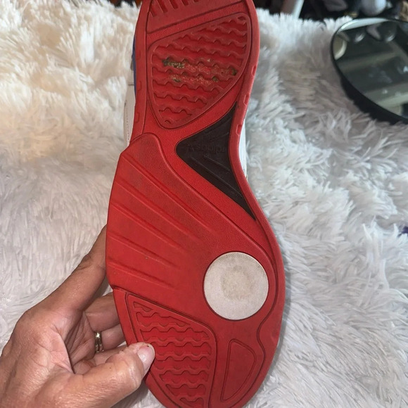 Adidas Mens Size 12 Mid Top White Blue Red Basketball Sneakers - Picture 6 of 10